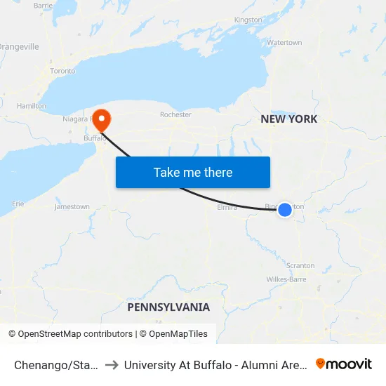 Chenango/State to University At Buffalo - Alumni Arena map