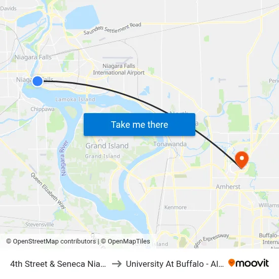 4th Street & Seneca Niagara Casino to University At Buffalo - Alumni Arena map