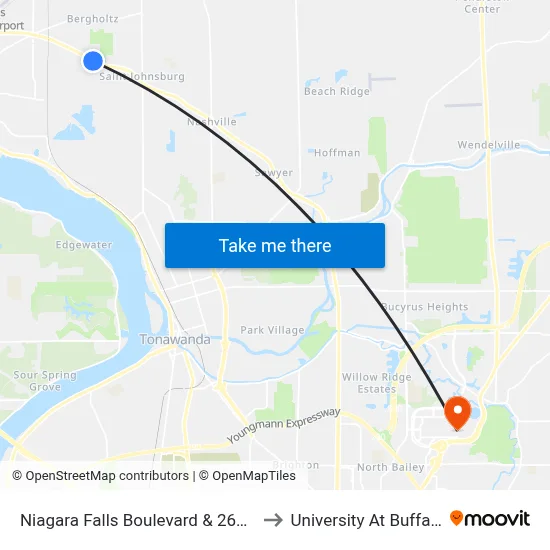 Niagara Falls Boulevard & 2600 Niagara Falls Boulevard to University At Buffalo - Alumni Arena map