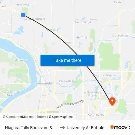 Niagara Falls Boulevard & Crestwood Heights to University At Buffalo - Alumni Arena map