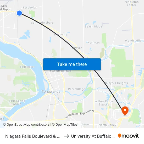 Niagara Falls Boulevard & Old Falls Boulevard to University At Buffalo - Alumni Arena map