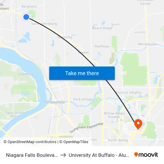 Niagara Falls Boulevard & Arc to University At Buffalo - Alumni Arena map