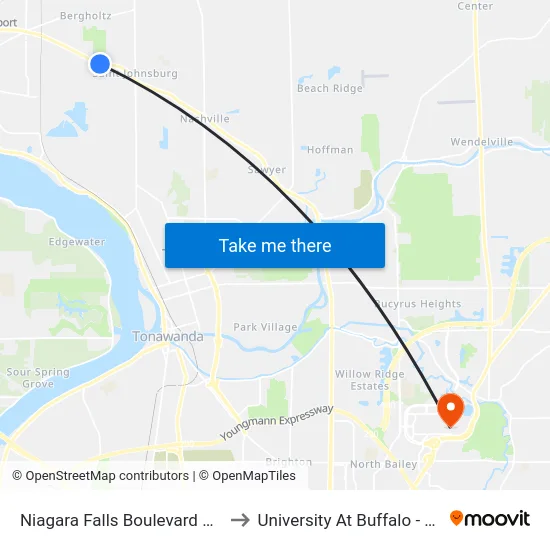 Niagara Falls Boulevard & Witmer Road to University At Buffalo - Alumni Arena map