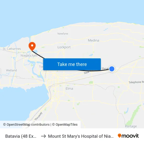 Batavia (48 Express) to Mount St Mary's Hospital of Niagara Falls map