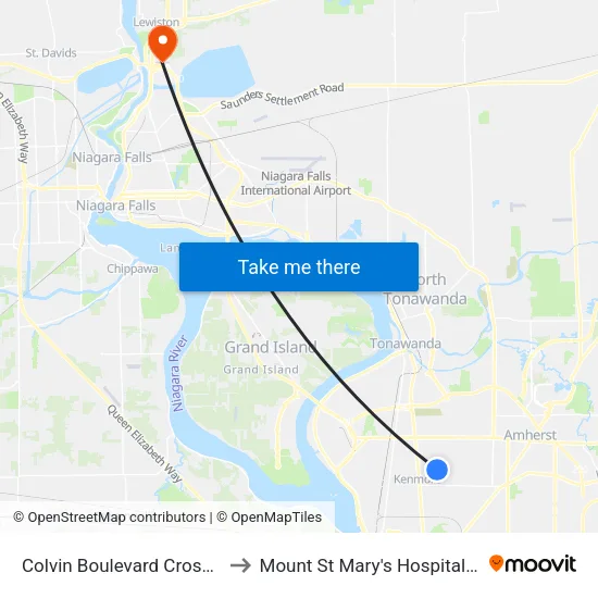 Colvin Boulevard Crosby Avenue Sout to Mount St Mary's Hospital of Niagara Falls map