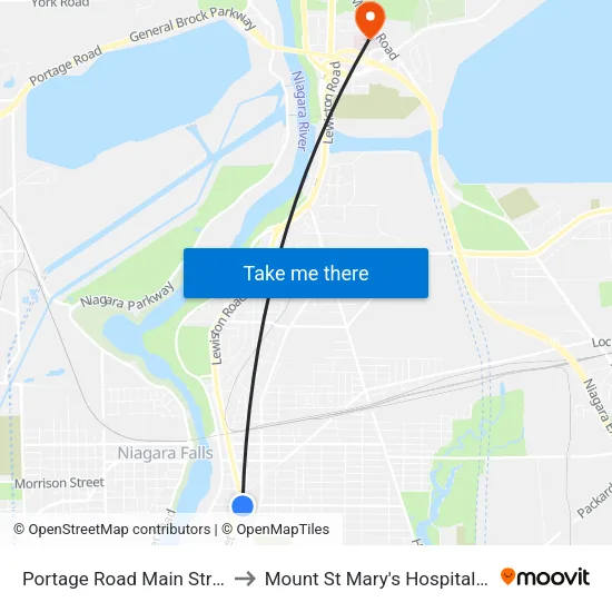 Portage Road Main Street South Fars to Mount St Mary's Hospital of Niagara Falls map