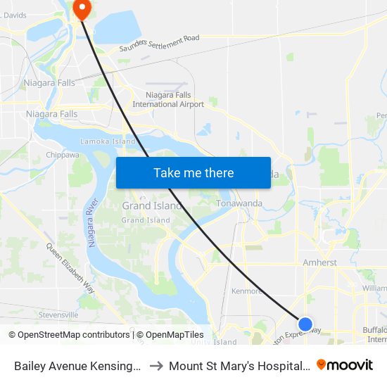 Bailey Avenue Kensington Avenue Nor to Mount St Mary's Hospital of Niagara Falls map