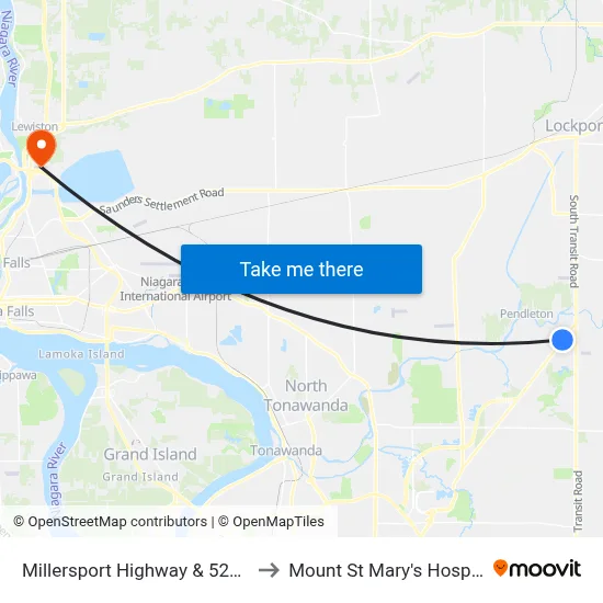 Millersport Highway & 5275 Millersport Highway to Mount St Mary's Hospital of Niagara Falls map
