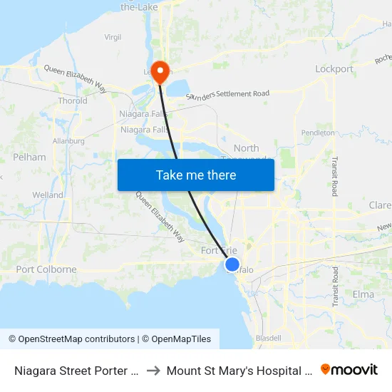 Niagara Street Porter Avenue South to Mount St Mary's Hospital of Niagara Falls map