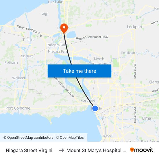 Niagara Street Virginia Street Nort to Mount St Mary's Hospital of Niagara Falls map