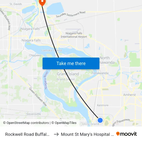 Rockwell Road Buffalo State College to Mount St Mary's Hospital of Niagara Falls map