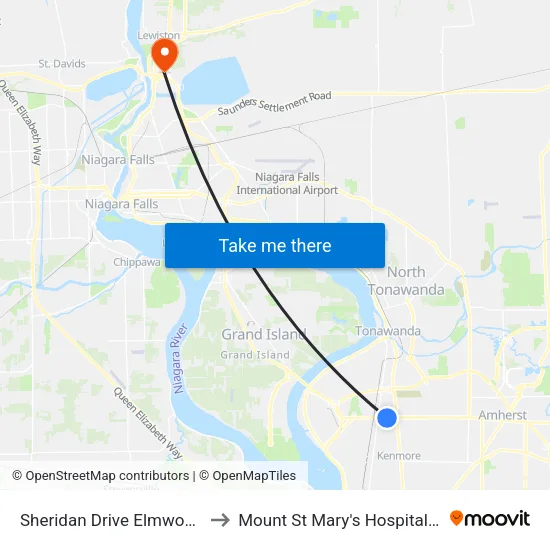 Sheridan Drive Elmwood Avenue East to Mount St Mary's Hospital of Niagara Falls map