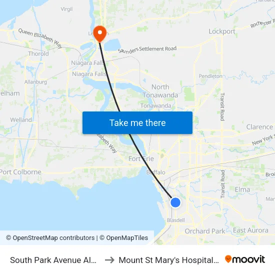 South Park Avenue Aldrich Place Nor to Mount St Mary's Hospital of Niagara Falls map