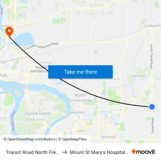 Transit Road North French Road Sout to Mount St Mary's Hospital of Niagara Falls map