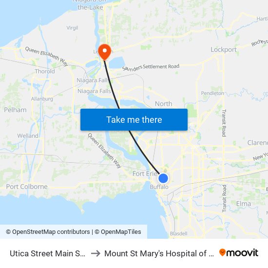 Utica Street Main Street East to Mount St Mary's Hospital of Niagara Falls map