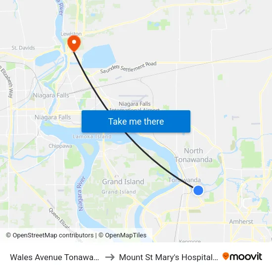 Wales Avenue Tonawanda Industrial P to Mount St Mary's Hospital of Niagara Falls map