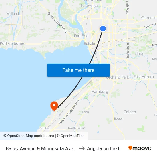 Bailey Avenue & Minnesota Avenue to Angola on the Lake map