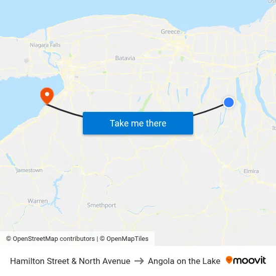 Hamilton Street & North Avenue to Angola on the Lake map