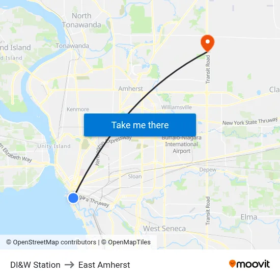 Dl&W Station to East Amherst map