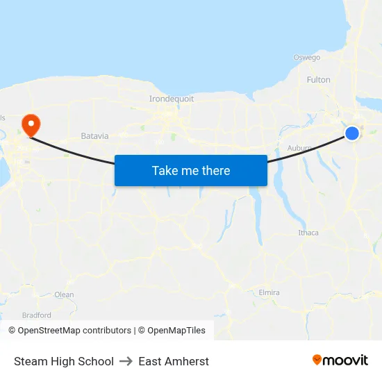 Steam High School to East Amherst map
