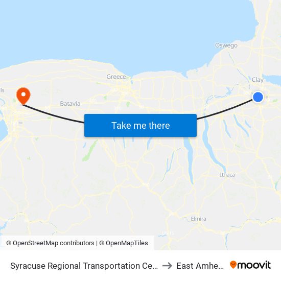 Syracuse Regional Transportation Center to East Amherst map