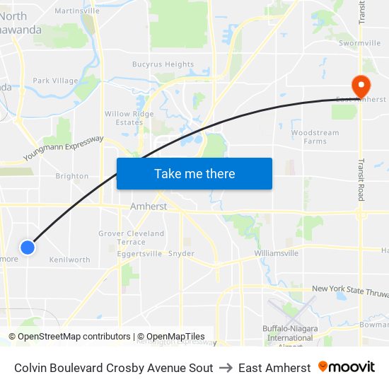 Colvin Boulevard Crosby Avenue Sout to East Amherst map