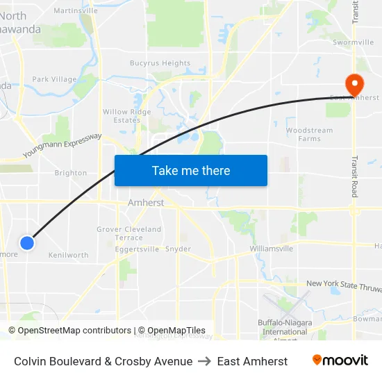Colvin Boulevard & Crosby Avenue to East Amherst map