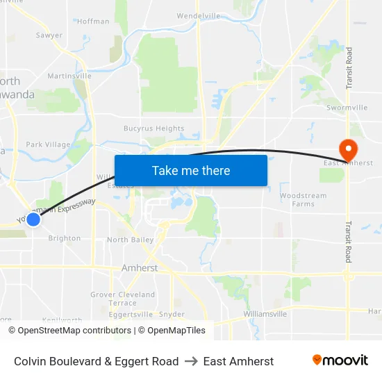 Colvin Boulevard & Eggert Road to East Amherst map