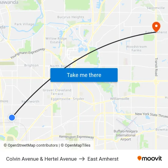 Colvin Avenue & Hertel Avenue to East Amherst map