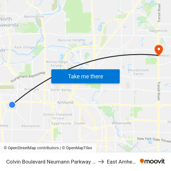 Colvin Boulevard & Neumann Parkway to East Amherst map
