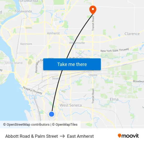 Abbott Road & Palm Street to East Amherst map