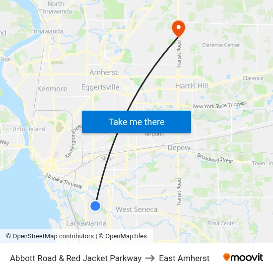 Abbott Road & Red Jacket Parkway to East Amherst map