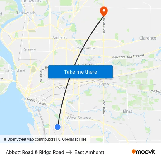 Abbott Road & Ridge Road to East Amherst map
