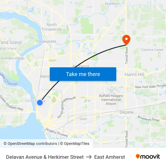 Delavan Avenue & Herkimer Street to East Amherst map