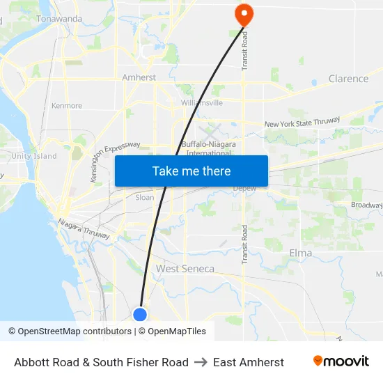 Abbott Road & South Fisher Road to East Amherst map