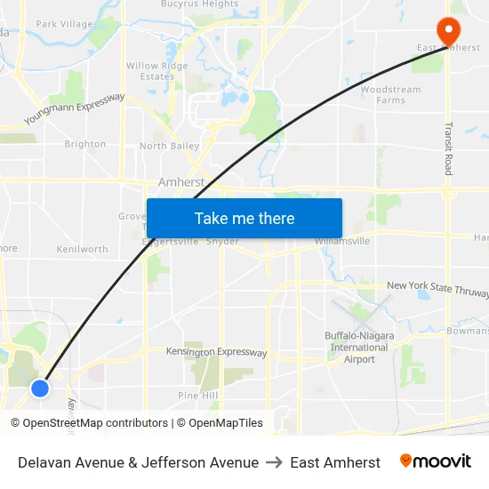 Delavan Avenue & Jefferson Avenue to East Amherst map