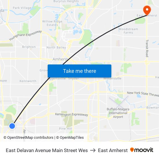 East Delavan Avenue Main Street Wes to East Amherst map