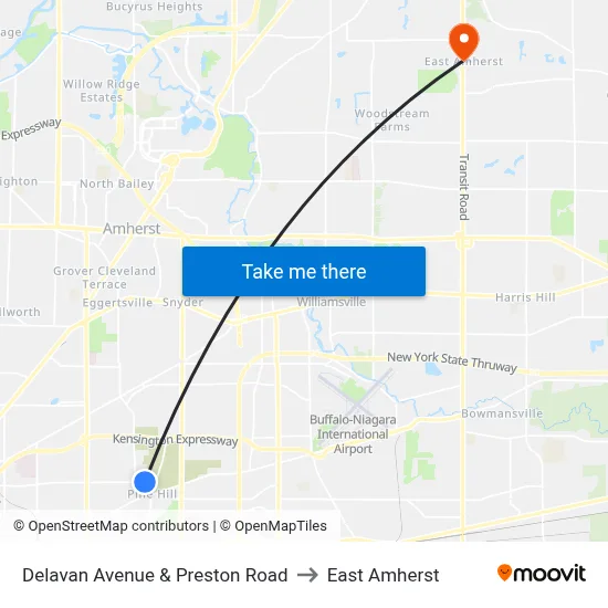 Delavan Avenue & Preston Road to East Amherst map