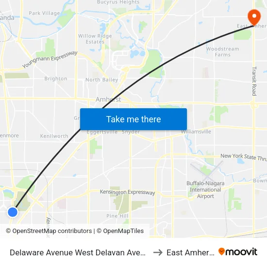 Delaware Avenue & Delavan Avenue to East Amherst map
