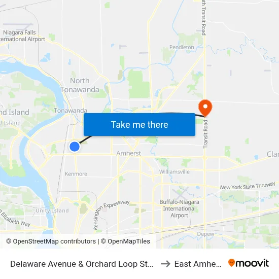 Delaware Avenue & Orchard Loop Static to East Amherst map