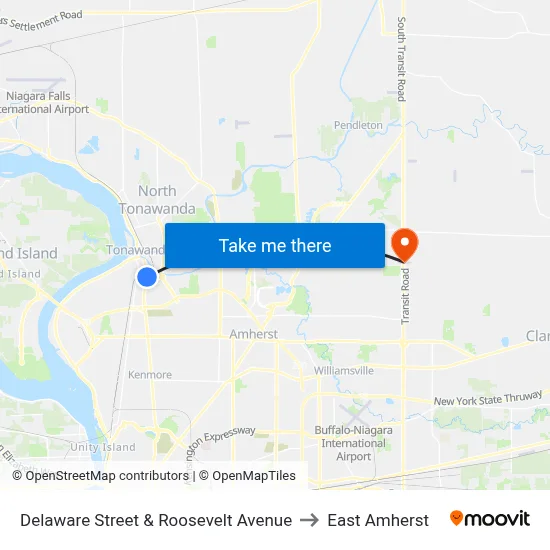 Delaware Street & Roosevelt Avenue to East Amherst map