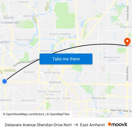 Delaware Avenue Sheridan Drive Nort to East Amherst map