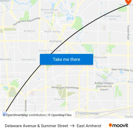 Delaware Avenue & Summer Street to East Amherst map