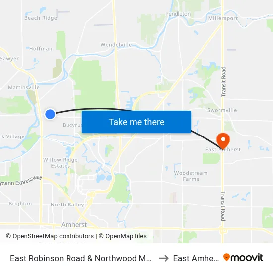 East Robinson Road & Northwood Medical to East Amherst map