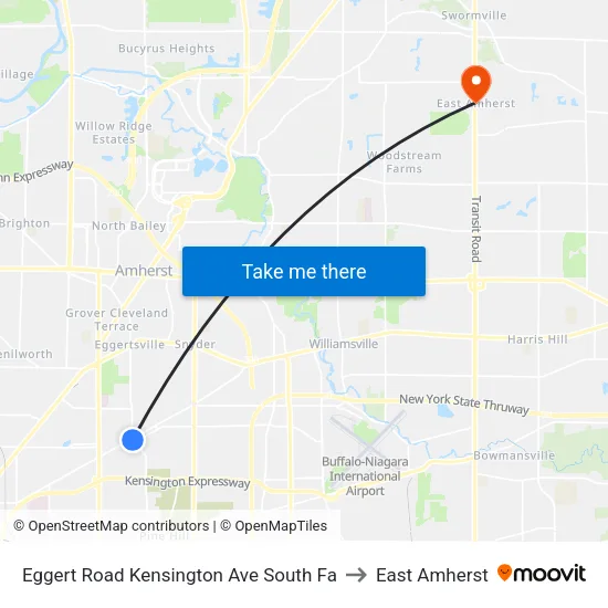 Eggert Road & Kensington Avenue to East Amherst map