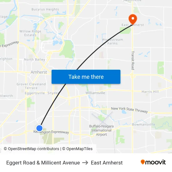 Eggert Road & Millicent Avenue to East Amherst map