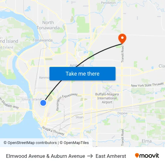 Elmwood Avenue & Auburn Avenue to East Amherst map