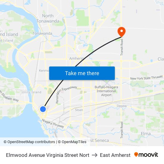 Elmwood Avenue Virginia Street Nort to East Amherst map