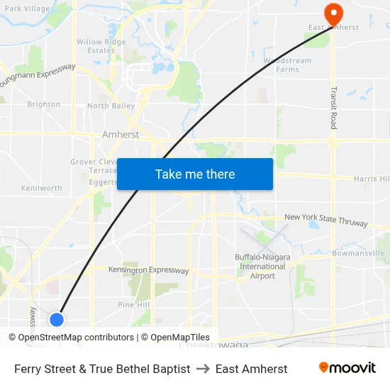 Ferry Street & True Bethel Baptist to East Amherst map
