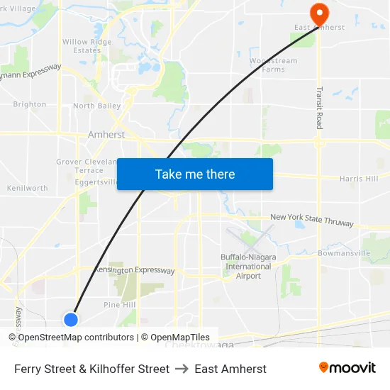 Ferry Street & Kilhoffer Street to East Amherst map